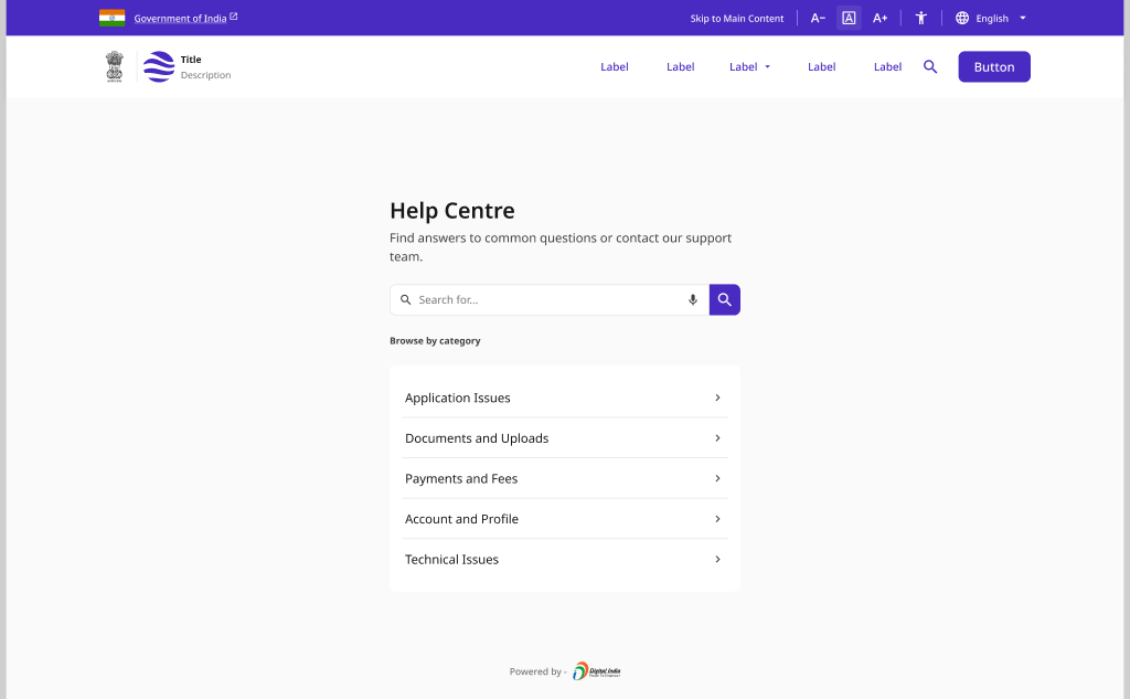 Contact and Support — Help Centre Landing (desktop)