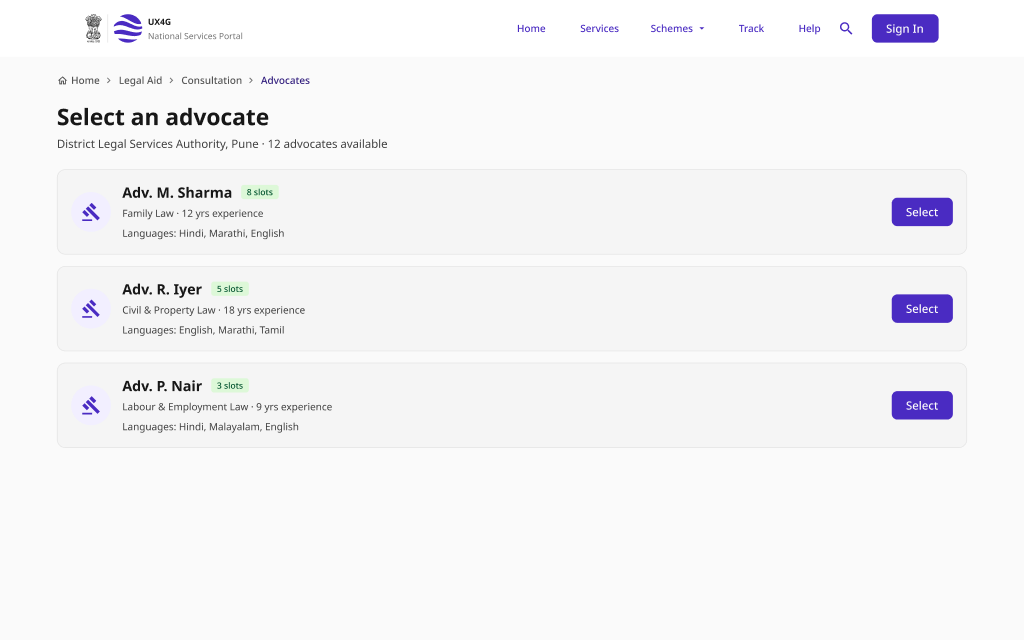 Consultation Slot Booking — Providers (desktop)