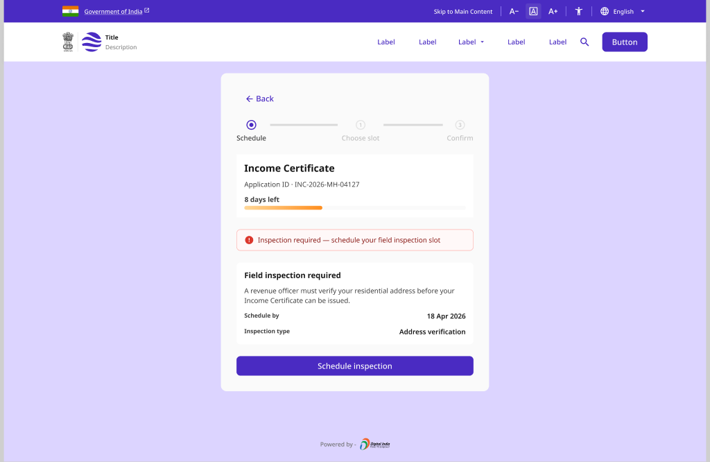Inspection and Test Slot Scheduling — Inspection Notification (desktop)